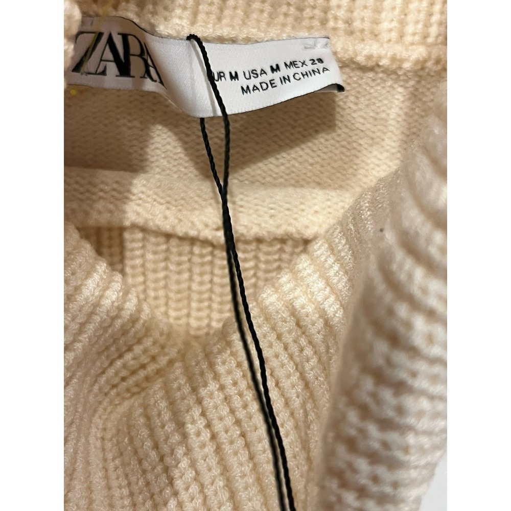 ZARA Sleeveless Turtleneck Ivory Cropped Knit Sweater Womens Medium NWT - Picture 4 of 4